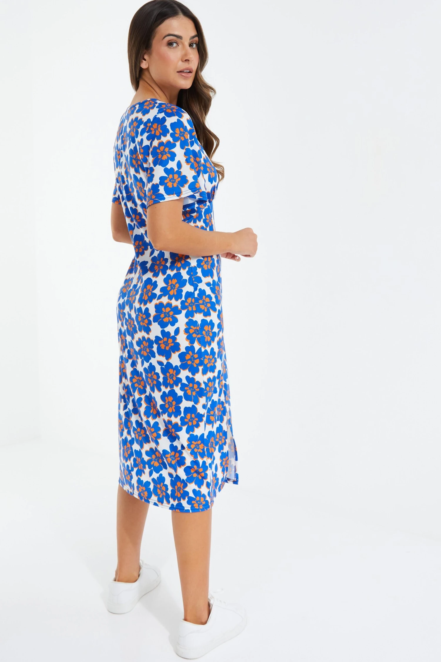 Petite Royal Blue Floral Midi Dress 3 Petite Royal Blue Floral Midi Dress - Image 3