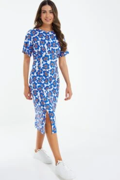 Petite Royal Blue Floral Midi Dress 9 Petite Royal Blue Floral Midi Dress -Glamourista 00100038193 XS