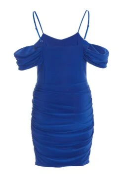 Royal Blue Ruched Bodycon Mini Dress -Glamourista 00100038200 ZB