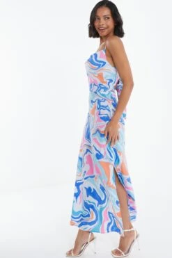 Multicolored Marble Print Midaxi Dress -Glamourista 00100038205 XS