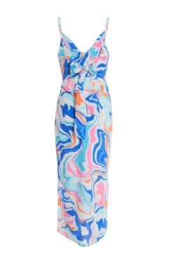 Multicolored Marble Print Midaxi Dress -Glamourista 00100038205 ZB