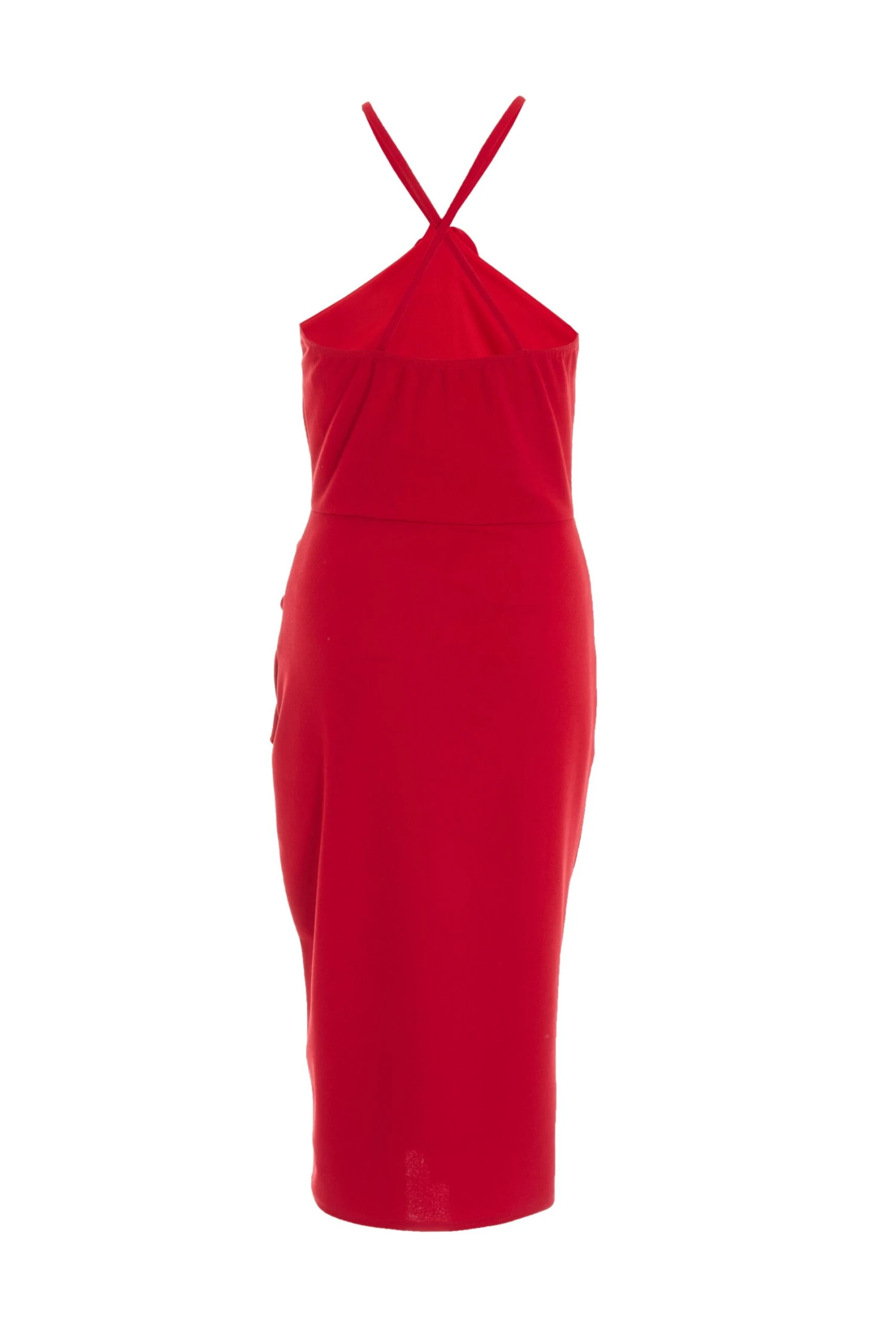 Red Flower Ruched Midi Dress 5 Red Flower Ruched Midi Dress - Image 5