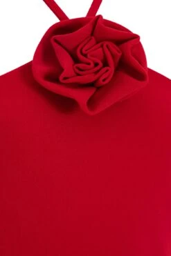 Red Flower Ruched Midi Dress 11 Red Flower Ruched Midi Dress -Glamourista 00100038207 ZS