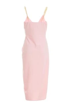 Pink Chain Ruched Midi Dress -Glamourista 00100038211 ZB