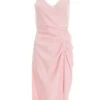 Pink Chain Ruched Midi Dress