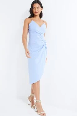 Blue Chain Ruched Midi Dress -Glamourista 00100038212 XS