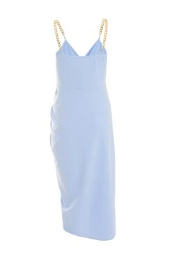 Blue Chain Ruched Midi Dress -Glamourista 00100038212 ZB