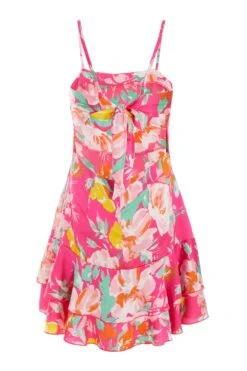 Pink Floral Flip Hem Skater Dress 10 Pink Floral Flip Hem Skater Dress -Glamourista 00100038226 ZB