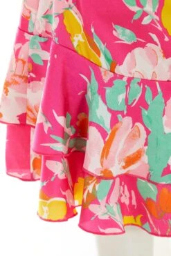 Pink Floral Flip Hem Skater Dress 11 Pink Floral Flip Hem Skater Dress -Glamourista 00100038226 ZS