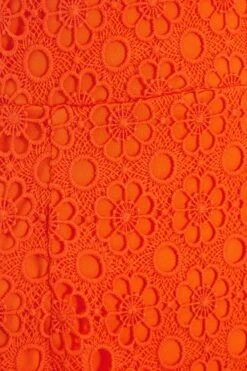 Orange Embroidered Tie Back Mini Dress -Glamourista 00100038242 ZS