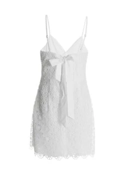 White Embroidered Tie Back Mini Dress -Glamourista 00100038243 ZB