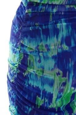 Blue Tie Dye Ruched Bodycon Mini Dress -Glamourista 00100038244 ZS