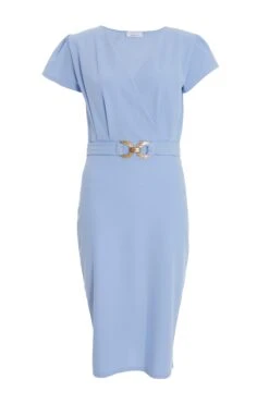 Light Blue Cap Sleeve Midi Dress