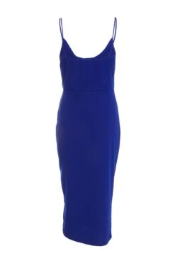 Royal Blue Ruched Bodycon Midi Dress -Glamourista 00100038259 ZB