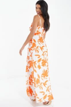 Orange Floral Maxi Dress 8 Orange Floral Maxi Dress -Glamourista 00100038267 XB