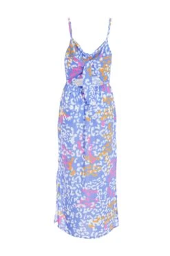 Petite Blue Animal Print Split Midaxi Dress -Glamourista 00100038275 ZB