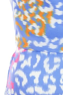 Petite Blue Animal Print Split Midaxi Dress -Glamourista 00100038275 ZS