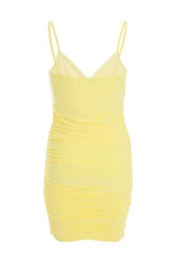 Yellow Ruched Bodycon Mini Dress -Glamourista 00100038287 ZB