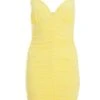 Yellow Ruched Bodycon Mini Dress