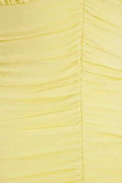 Yellow Ruched Bodycon Mini Dress -Glamourista 00100038287 ZS