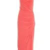 Coral Wrap Split Midi Dress
