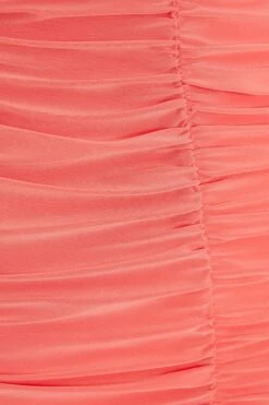 Coral Ruched Bodycon Mini Dress -Glamourista 00100038290 ZS