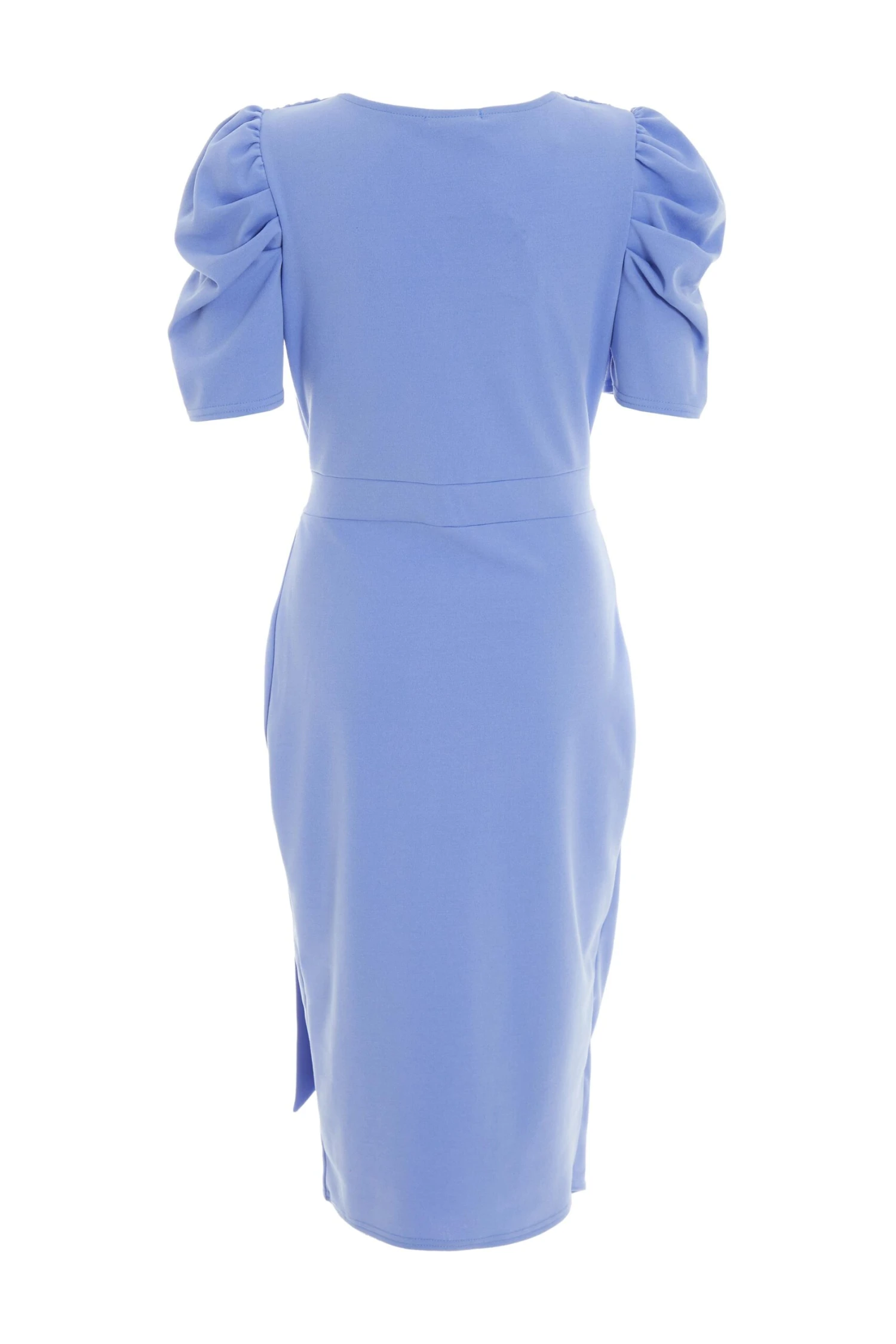 Pale Blue Wrap Puff Sleeve Midi Dress 5 Pale Blue Wrap Puff Sleeve Midi Dress - Image 5