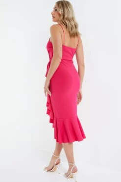 Pink Frill Hem Midi Dress -Glamourista 00100038317 XB