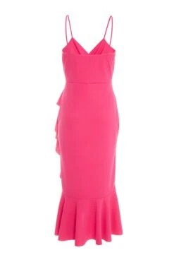 Pink Frill Hem Midi Dress -Glamourista 00100038317 ZB