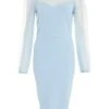 Light Blue Mesh Midi Dress