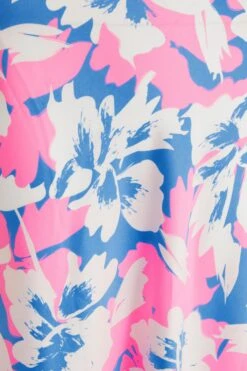 Blue Floral Satin Tie Back Midi Dress -Glamourista 00100038338 ZS