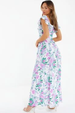 White Floral Split Maxi Dress -Glamourista 00100038341 XB