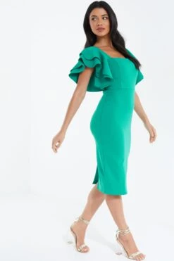 Green Frill Midi Dress -Glamourista 00100038343 XS