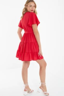 Red Wrap Skater Dress 8 Red Wrap Skater Dress -Glamourista 00100038347 XB
