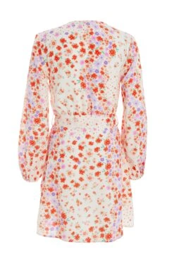 Multicoloured Floral Wrap Tie Mini Dress -Glamourista 00100038348 ZB