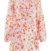 Multicoloured Floral Wrap Tie Mini Dress
