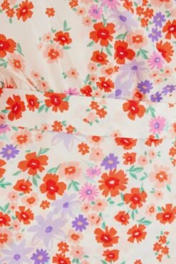 Multicoloured Floral Wrap Tie Mini Dress -Glamourista 00100038348 ZS