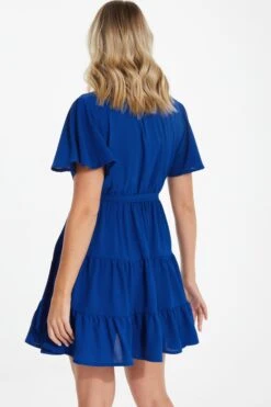 Royal Blue Wrap Skater Dress -Glamourista 00100038349 XB