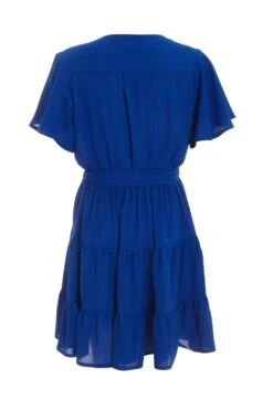 Royal Blue Wrap Skater Dress -Glamourista 00100038349 ZB