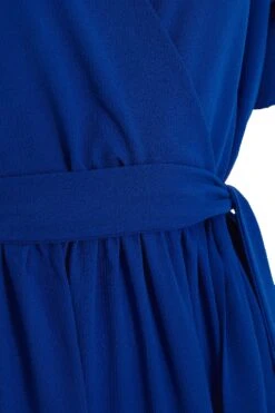 Royal Blue Wrap Skater Dress -Glamourista 00100038349 ZS