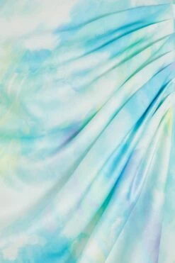 Blue Smudge Satin Wrap Midi Dress -Glamourista 00100038362 ZS