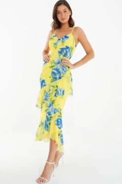 Yellow Floral Midaxi Dress -Glamourista 00100038367 XS