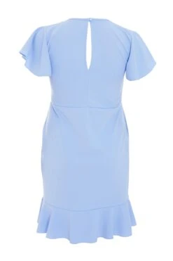 Curve Light Blue Frill Mini Dress -Glamourista 00100038384 ZB