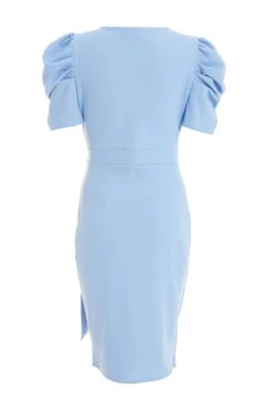 Petite Blue Wrap Midi Dress -Glamourista 00100038386 ZB