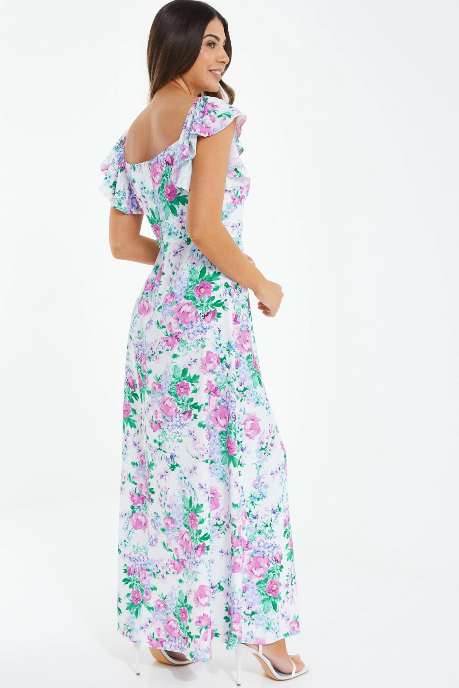 Petite White Floral Split Maxi Dress 3 Petite White Floral Split Maxi Dress - Image 3