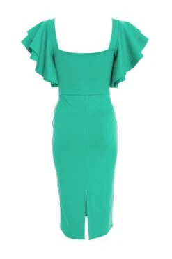 Petite Green Frill Midi Dress -Glamourista 00100038396 ZB