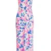 Petite Blue Floral Tie Back Midi Dress