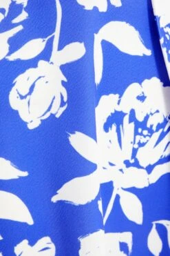 Petite Royal Blue Floral Dip Hem Midi Dress -Glamourista 00100038399 ZS