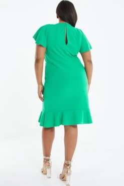 Curve Jade Green Frill Mini Dress -Glamourista 00100038428 XB
