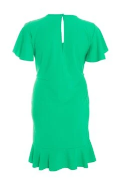 Curve Jade Green Frill Mini Dress -Glamourista 00100038428 ZB